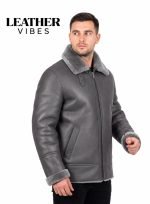 Men's Shearling Coat Grey