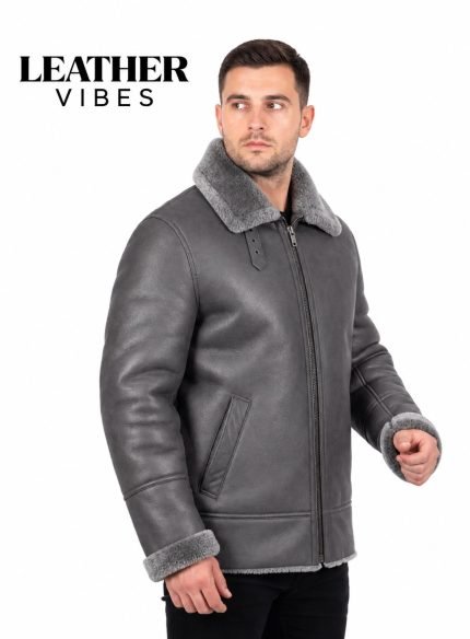 Men's Shearling Coat Grey