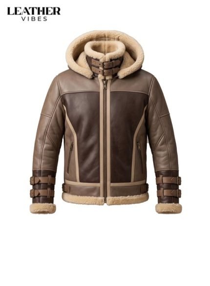 Men's Shearling Coat with Hood
