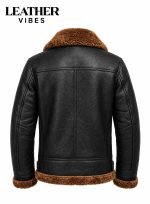 Men's Shearling Jacket Black back side