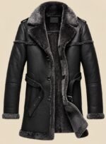 Black Leather Overcoat for Men