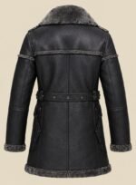 Black Leather Overcoat for Men back