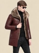 Brown Genuine Leather Long Coat Men