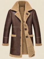 Brown Leather Overcoat for Men