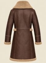 Brown Leather Overcoat for Men back