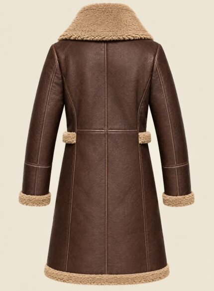 Brown Leather Overcoat for Men back