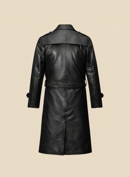 Classic Leather Overcoat for Men Back