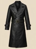 Classic Leather Overcoat for Men Front