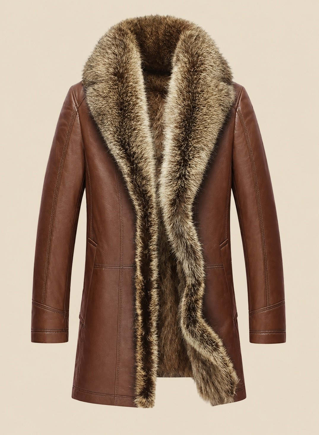 Cognac Brown Leather Long Coat Men Cognac Brown Leather Long Coat Men