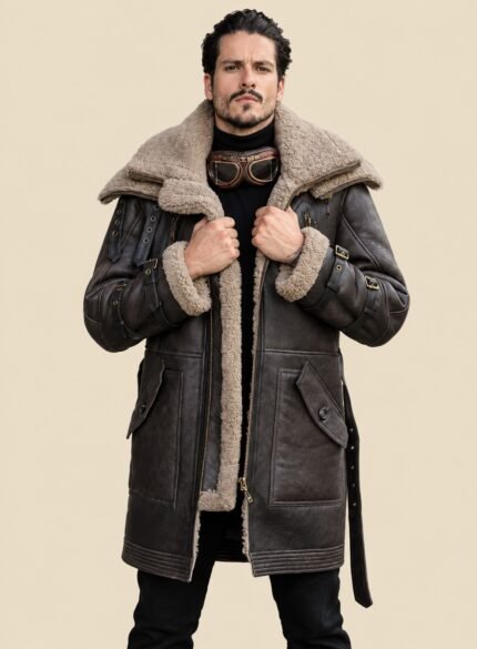 Leather Coat Jacket for Men Brown