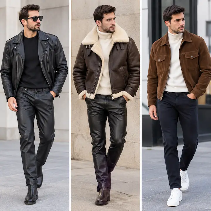 Leather, Shearling and Suede Jacket Outfits