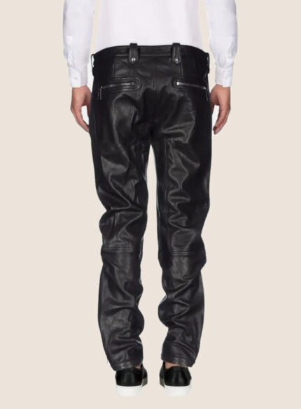 Letherix Men's Skinny Black Leather Pants back side