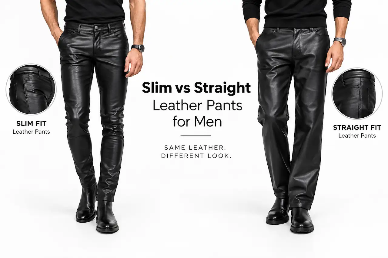 Slim vs straight leather pants for men