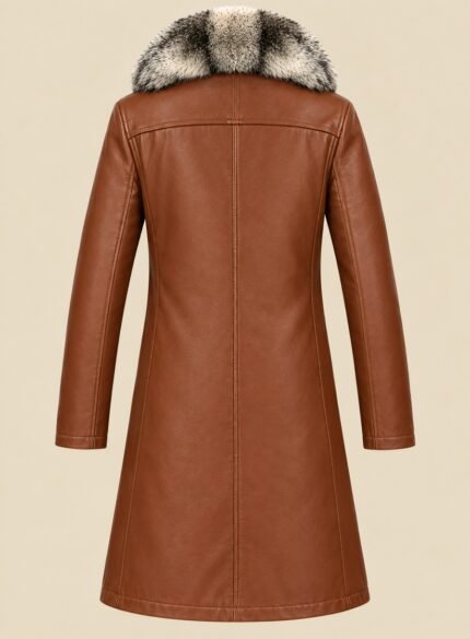 Vintage Leather Long Coat Men back