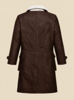 Wax Finish Leather Long Coat Men back