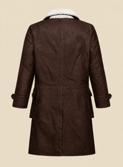 Wax Finish Leather Long Coat Men back