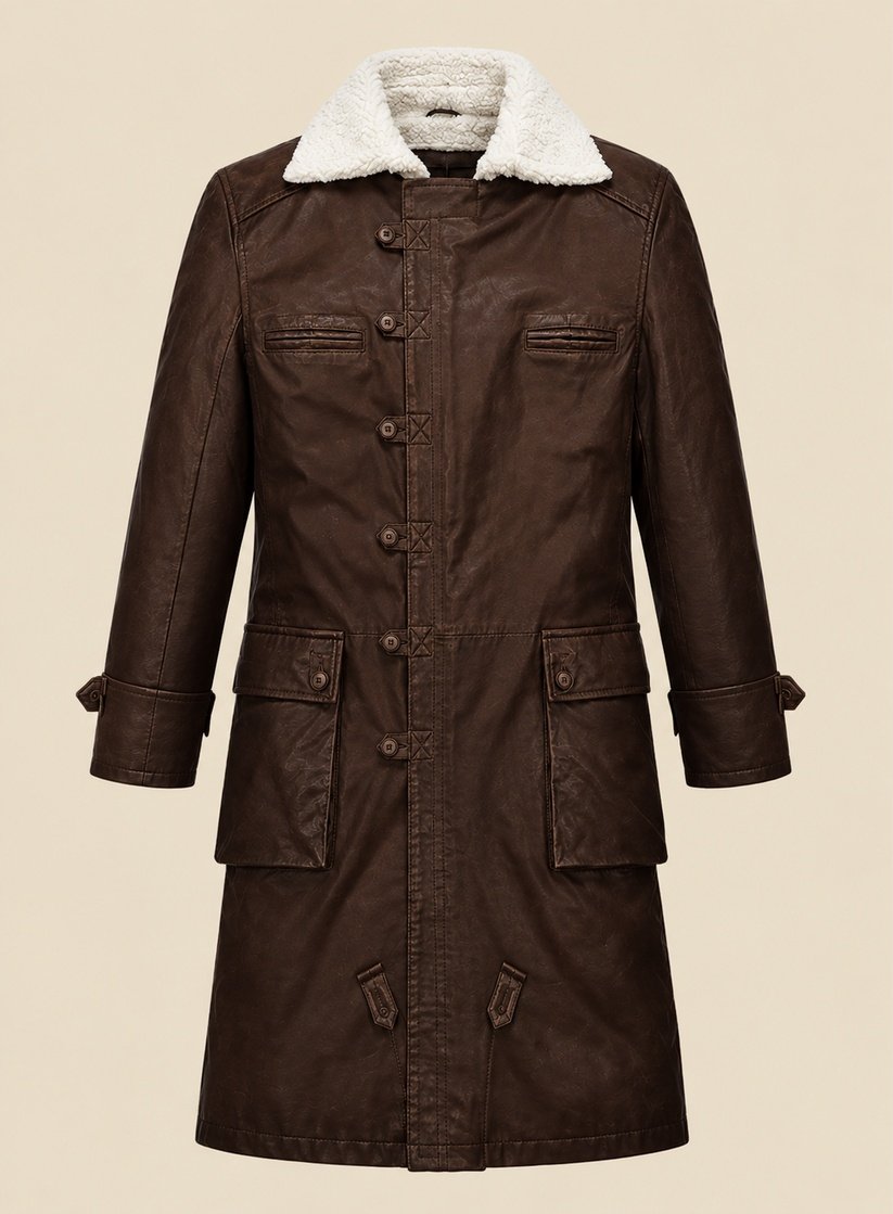 Wax Finish Leather Long Coat Men Wax Finish Leather Long Coat Men