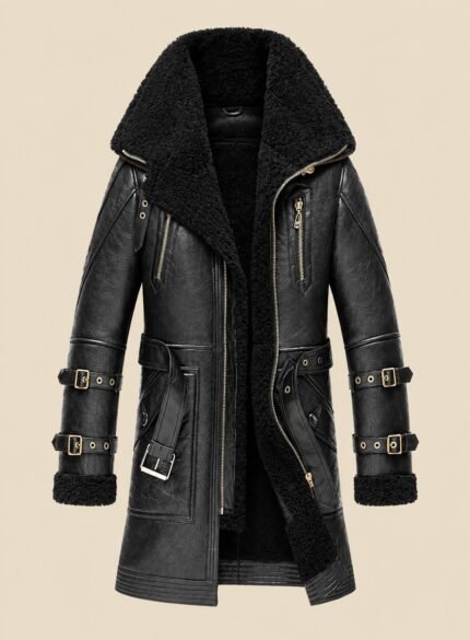 Winter Leather Long Coat for Men