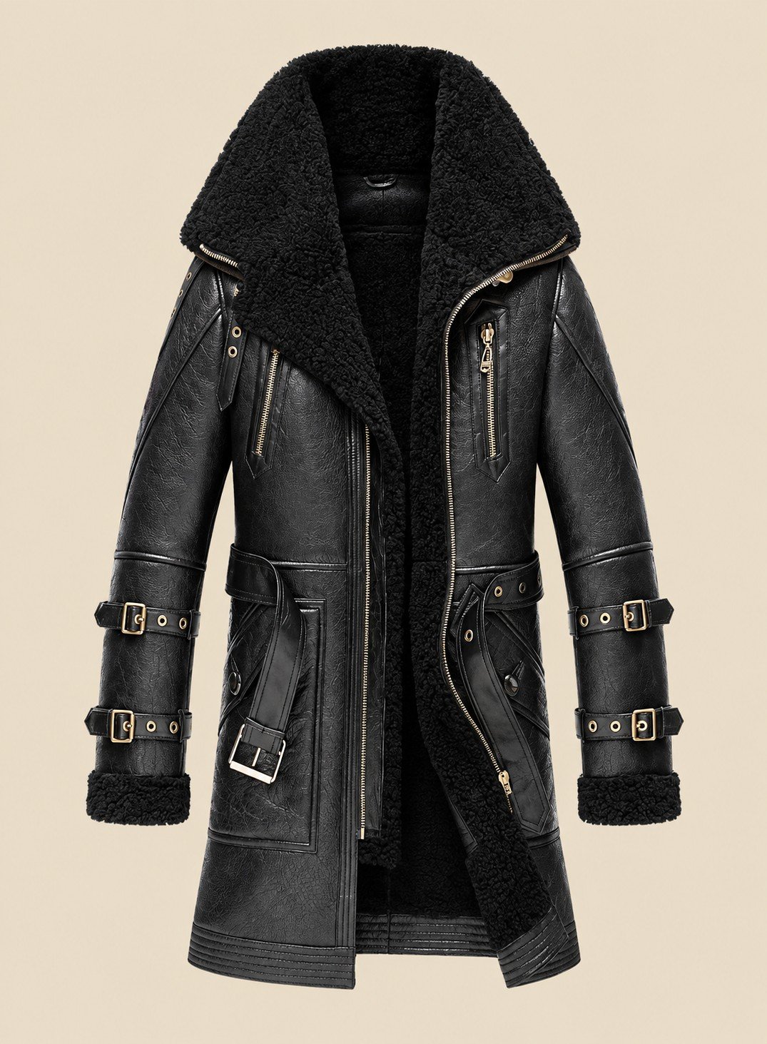 Winter Leather Long Coat for Men Winter Leather Long Coat for Men